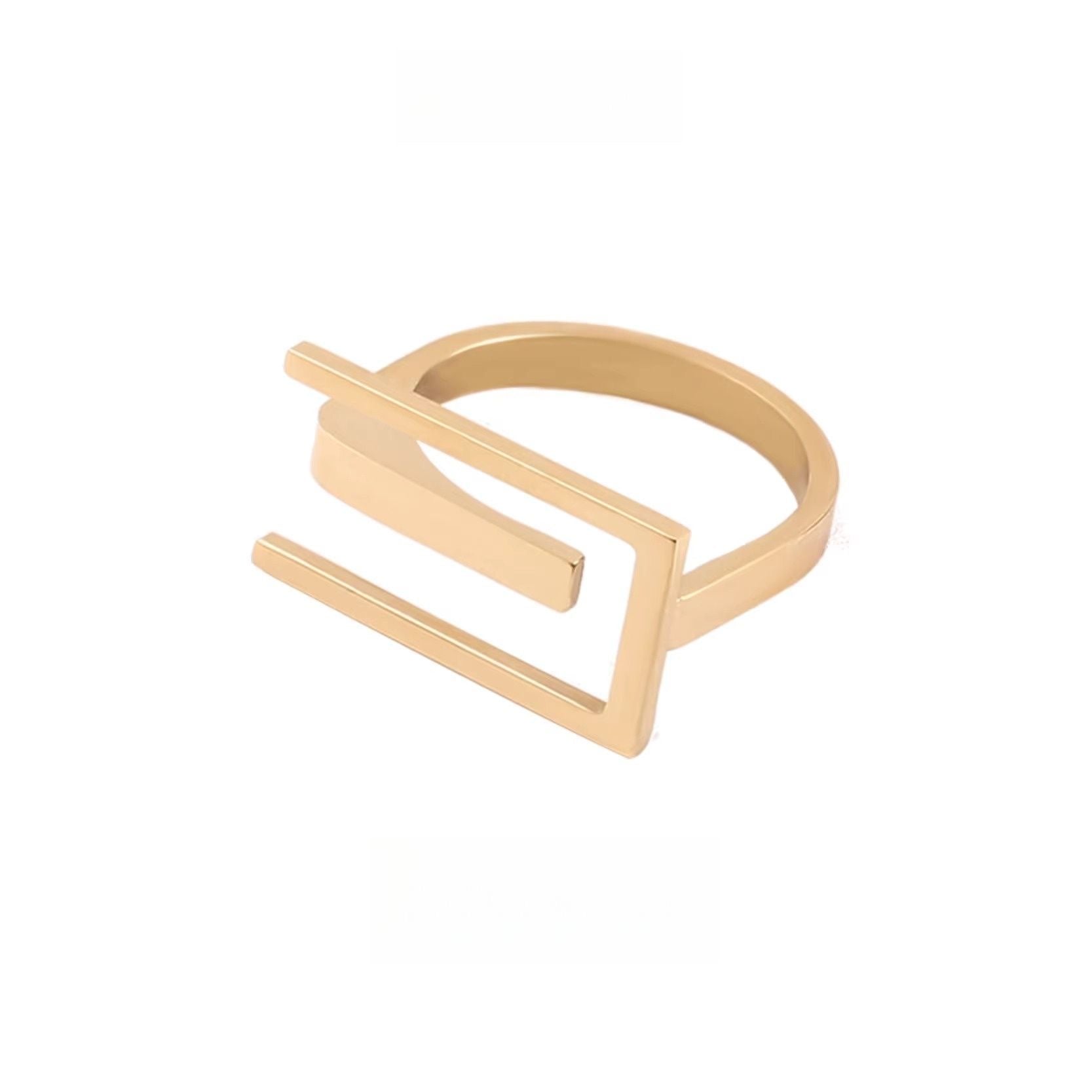 High-end French and European-style gold geometric rings