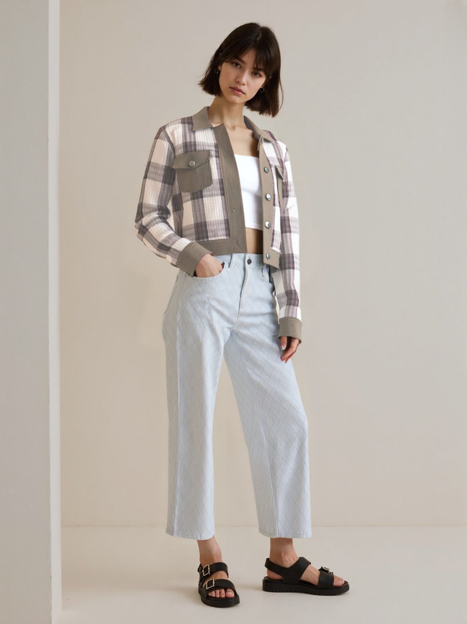 Rustic Plaid Bomber Jacket