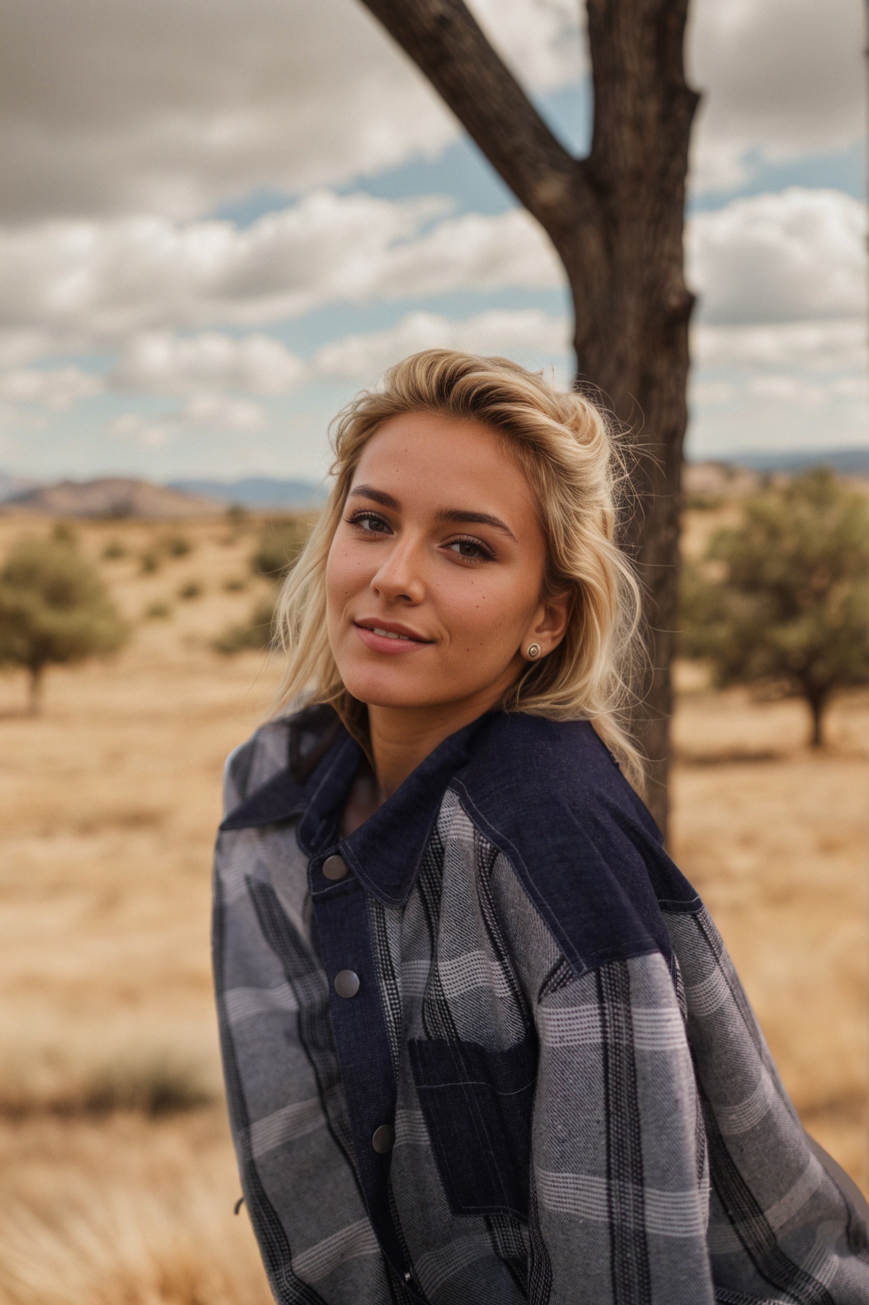 Rustic Plaid Denim Shirt
