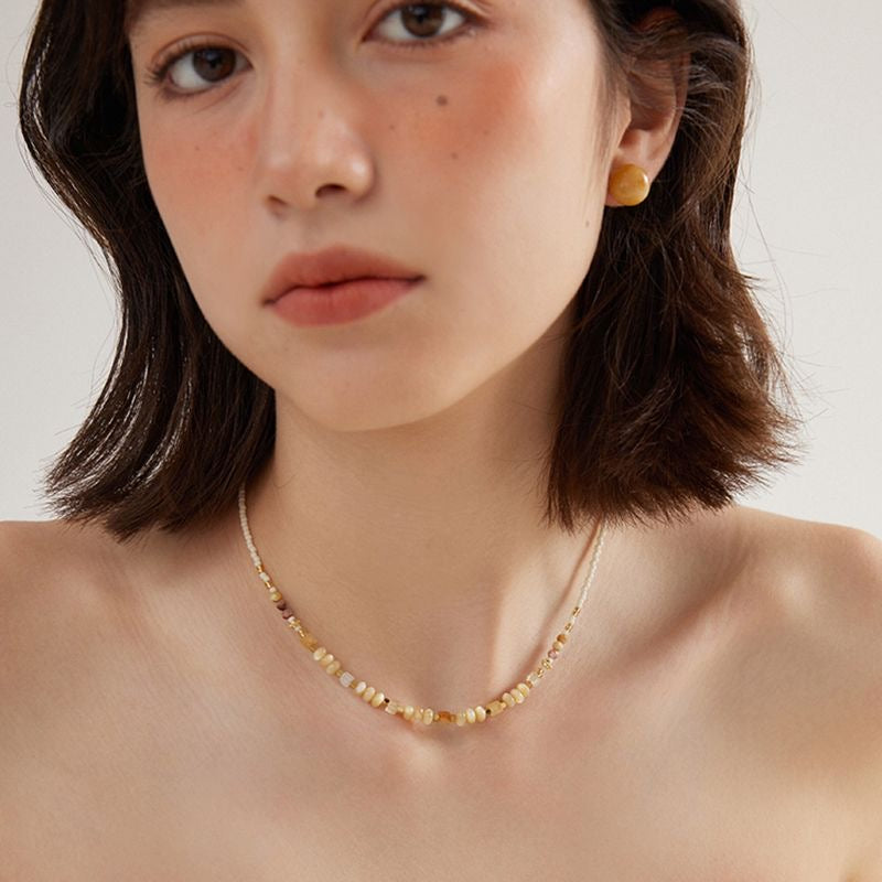 Natural Stone High-End Vintage Niche Design Beaded Stackable Necklace
