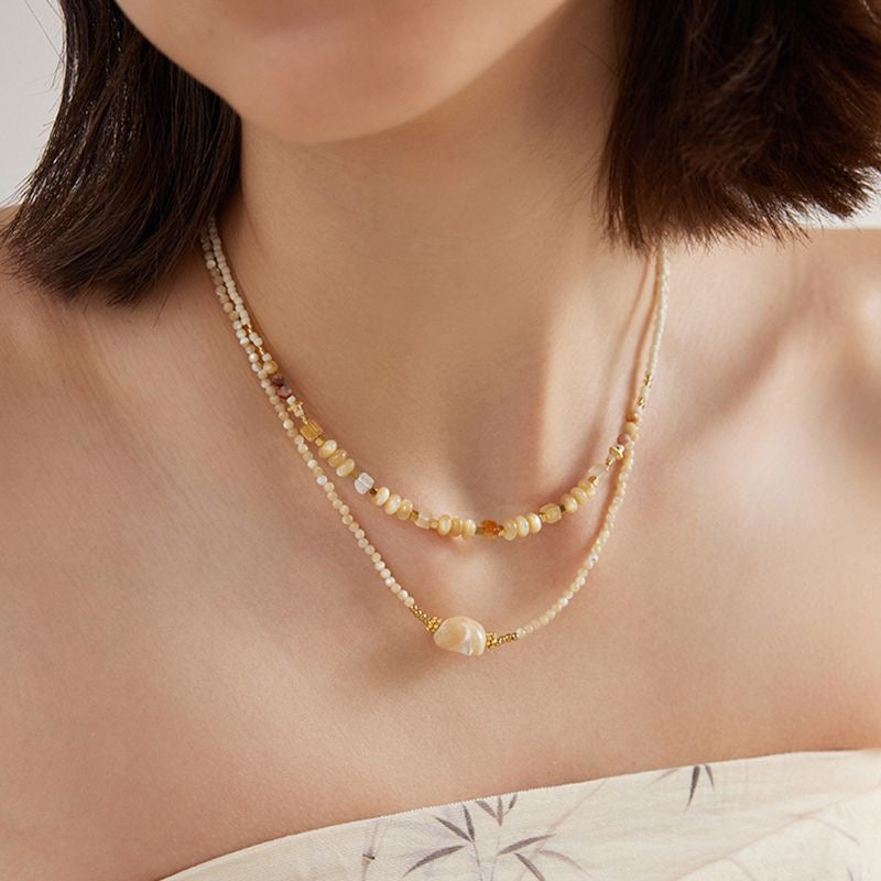 Natural Stone High-End Vintage Niche Design Beaded Stackable Necklace