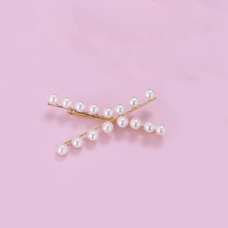 European and American trendy cross pearl hairpins