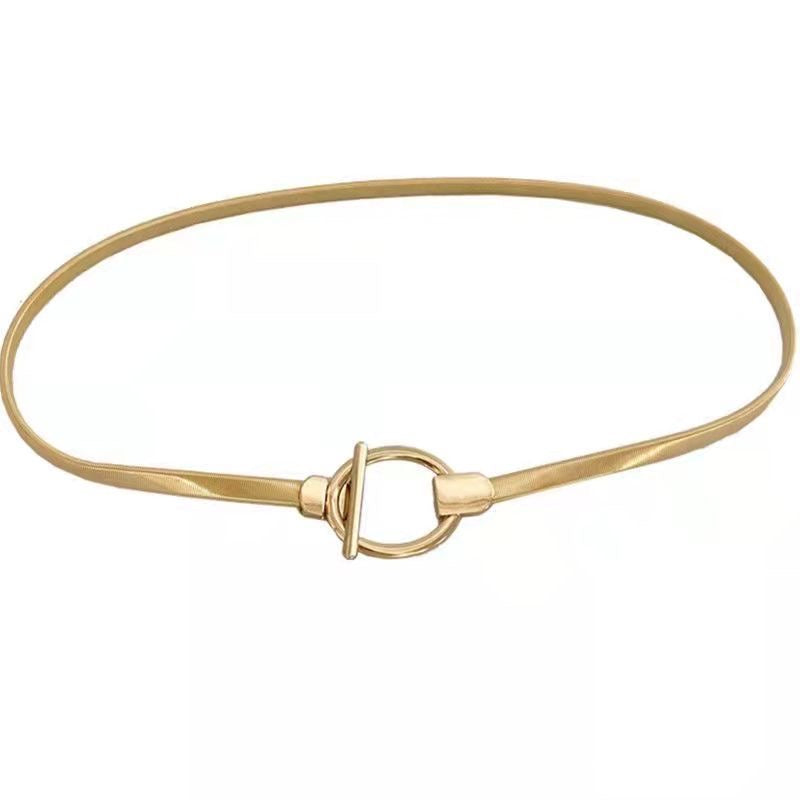 Elastic simple waist chain stylish metal belt for stretchy women's skirt