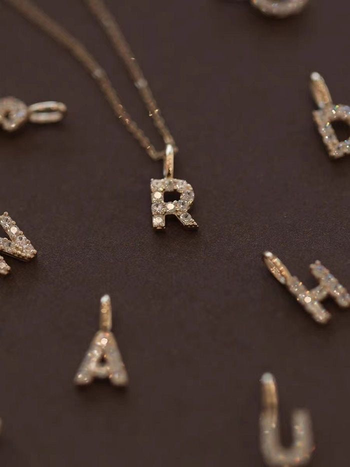 Personalized Sterling Silver Letter Necklace | 18K Pendant | S925 Collarbone Chain