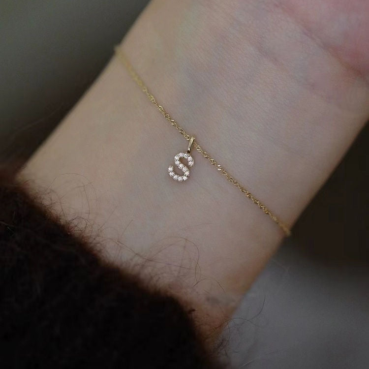 Personalized Sterling Silver Letter Necklace | 18K Pendant | S925 Collarbone Chain