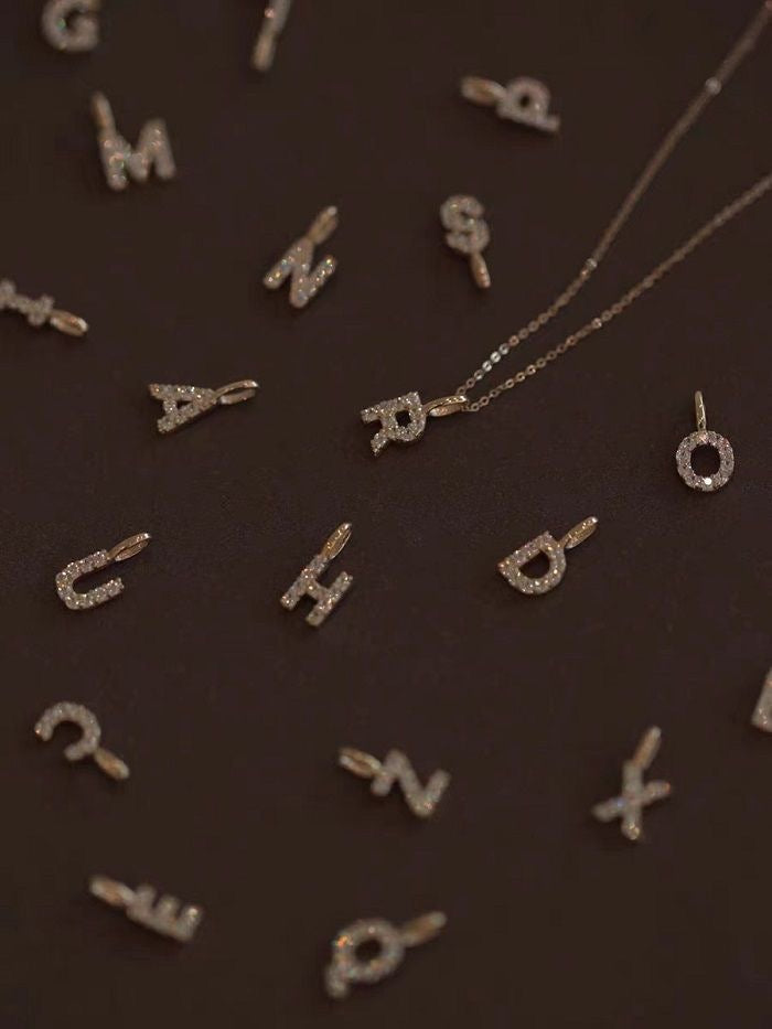 Personalized Sterling Silver Letter Necklace | 18K Pendant | S925 Collarbone Chain
