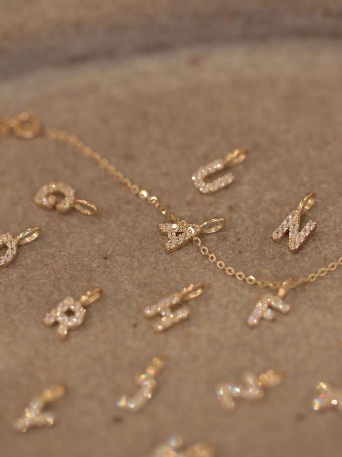 Personalized Sterling Silver Letter Necklace | 18K Pendant | S925 Collarbone Chain